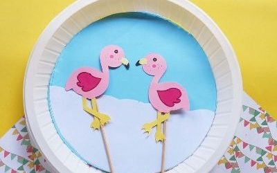 easy flamingo craft with paper plate