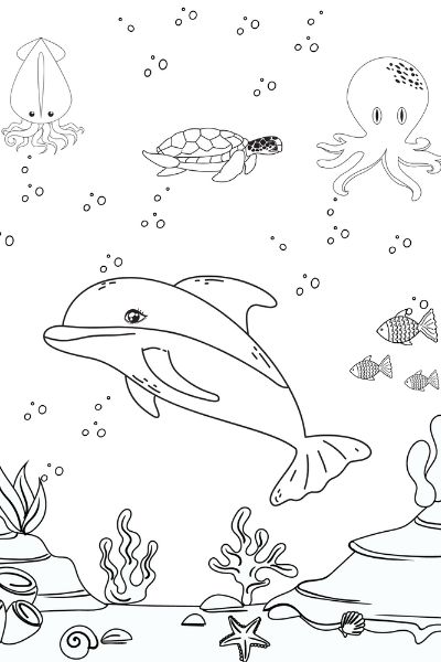 dolphin sea creatures coloring page