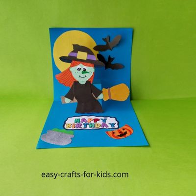 DIY Pop Up Witch Halloween Birthday Card Craft