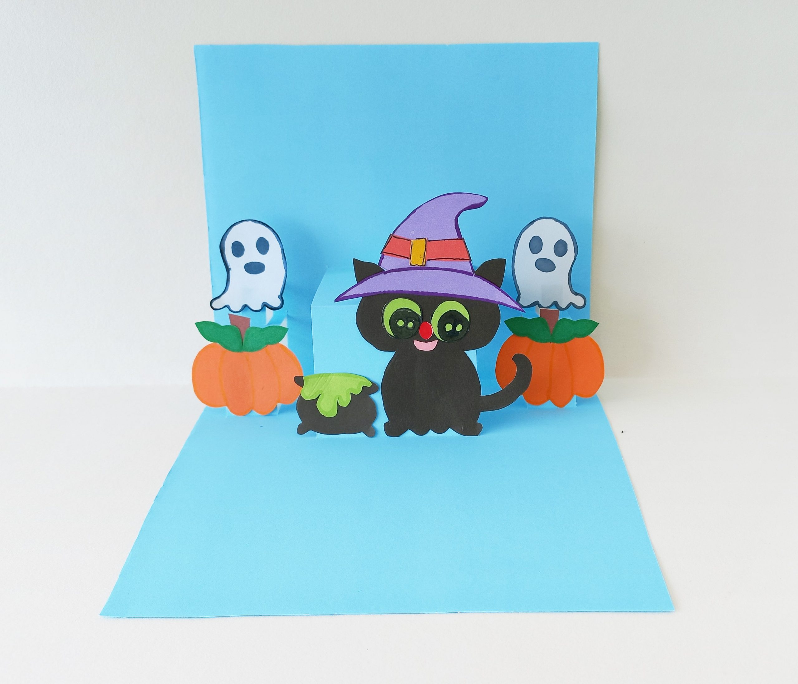 how to make a Halloween cat pop up card
