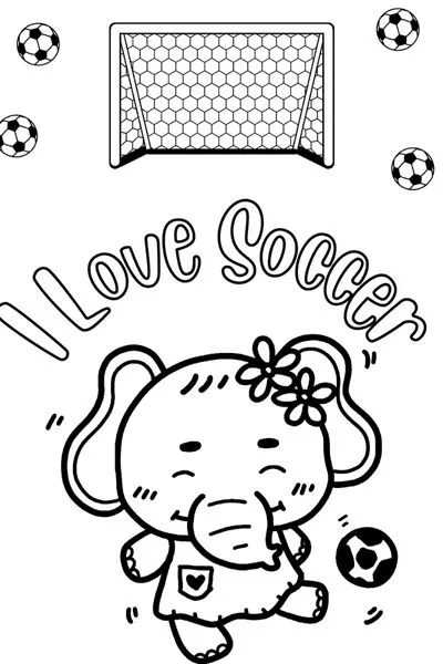 Elephant Soccer Coloring Page