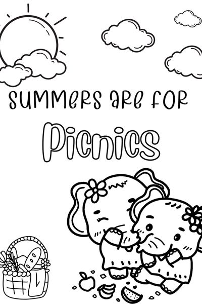 Elephant Summer Coloring Page
