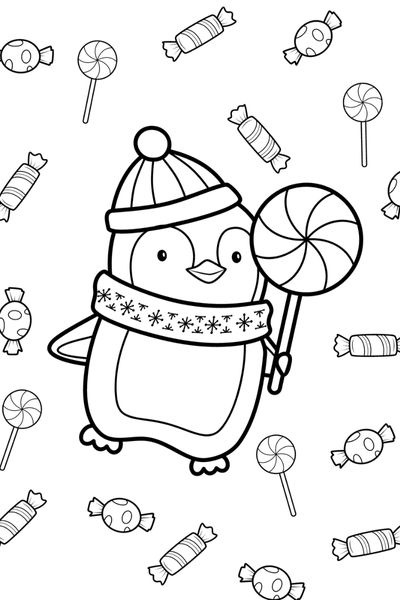 valentine penguins coloring pages