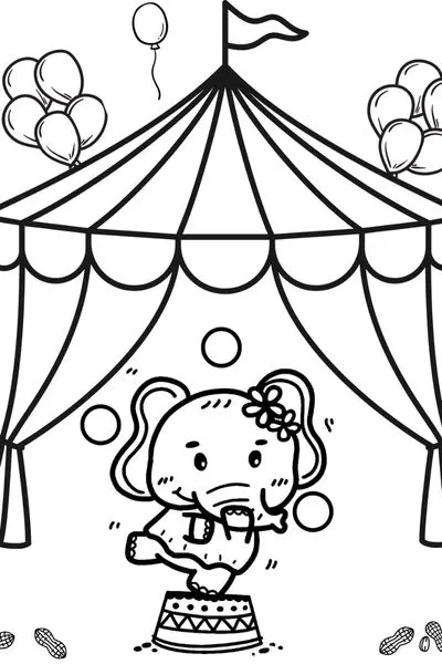 Fun Elephant Coloring Page