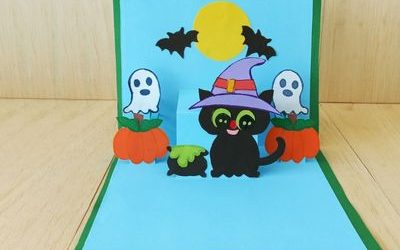 black cat pop up card for Halloween