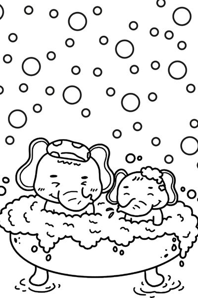 cute elephants coloring page