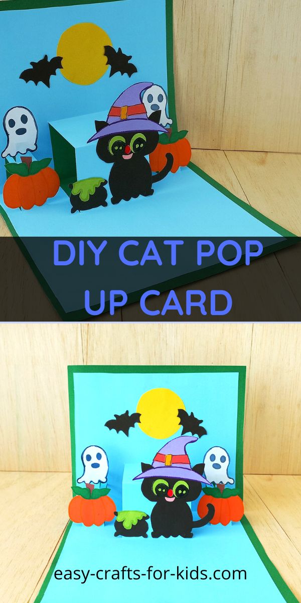 diy cat Halloween pop up card