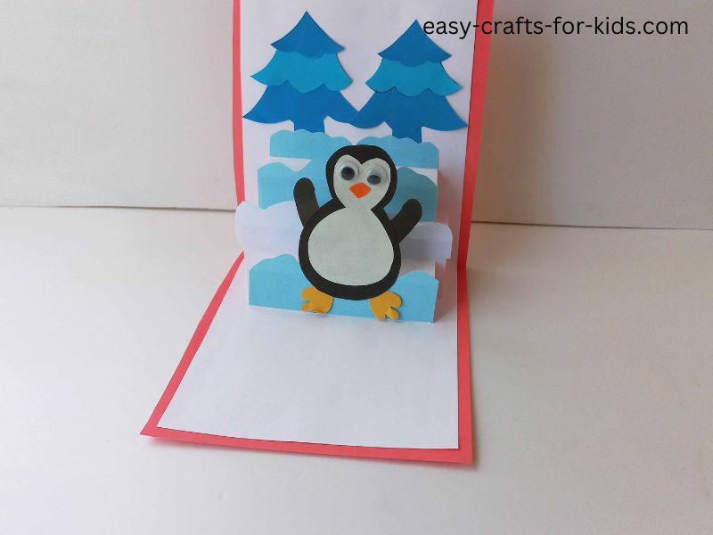 DIY animal pop up card with penguin