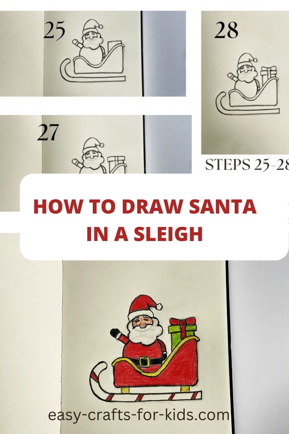 How to Draw Santa in a Sleigh