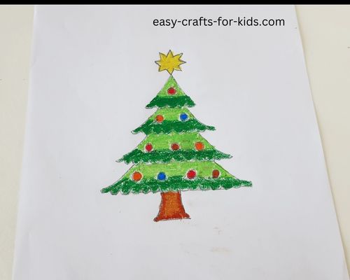 how to draw a Christmas tree in color