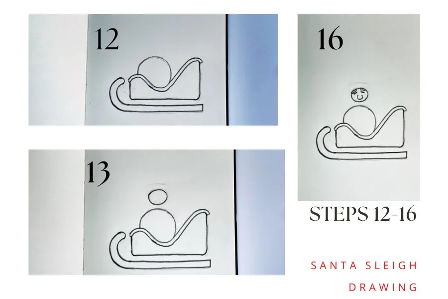 how to draw a santa sleigh on paper