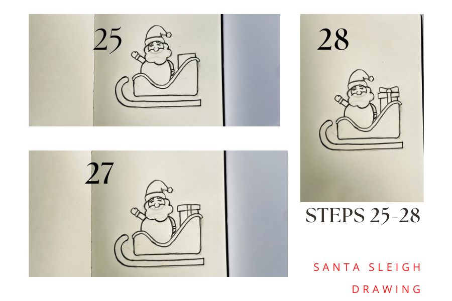 how to draw santa gifts on the sleigh