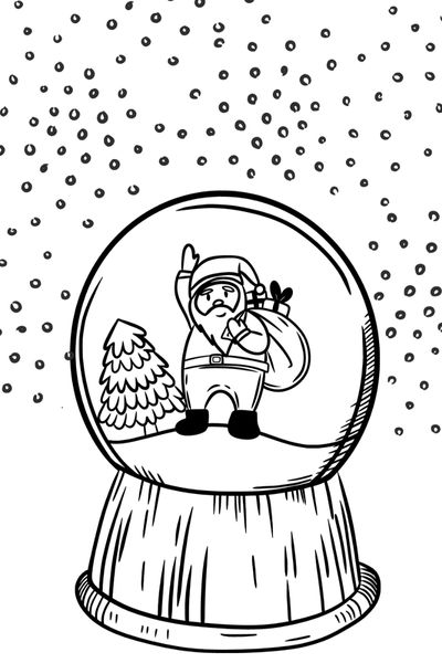 santa snow globe coloring page
