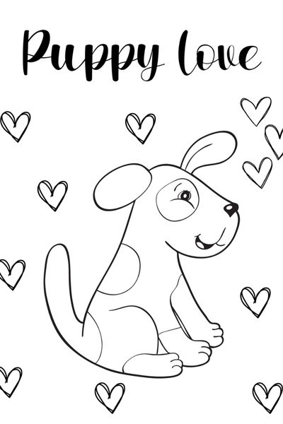 Puppy Valentines Day Coloring Sheet