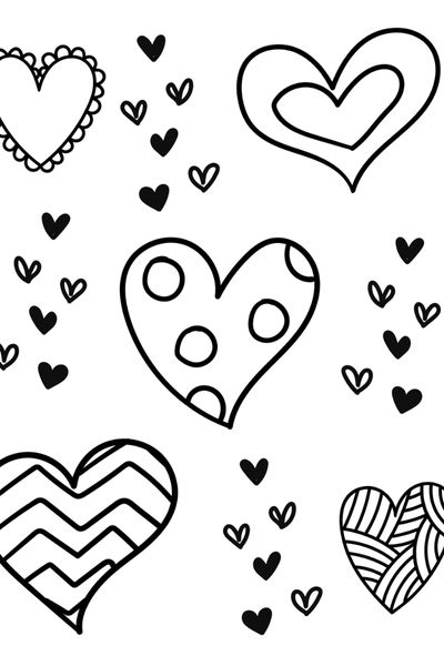Valentine coloring pages hearts