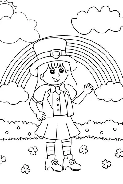 female leprechaun coloring page