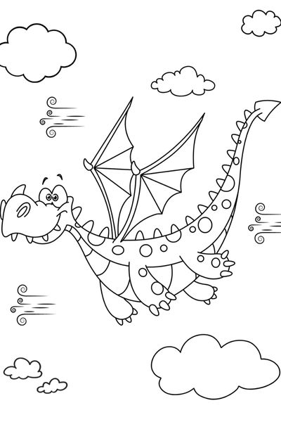 flying dragon colouring pages