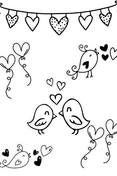 love birds colouring pages