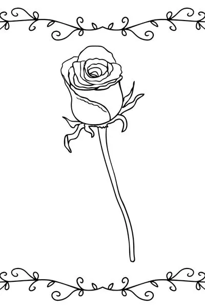 realistic rose Valentine coloring page