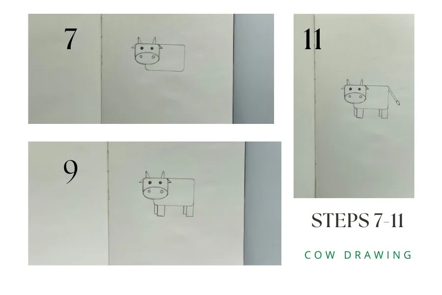 easy to draw cow for kids 