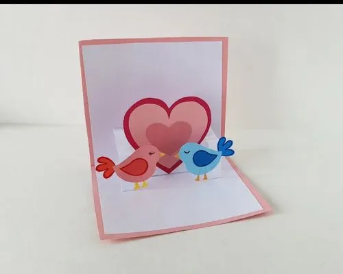 love bird Valentine card pop up