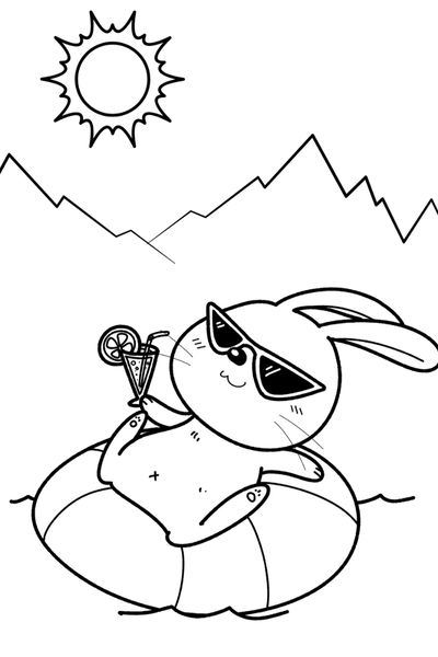 bunny summer coloring pages