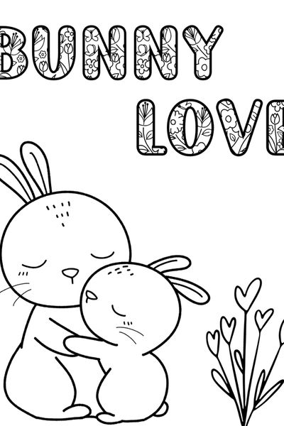 bunny valentine coloring pages