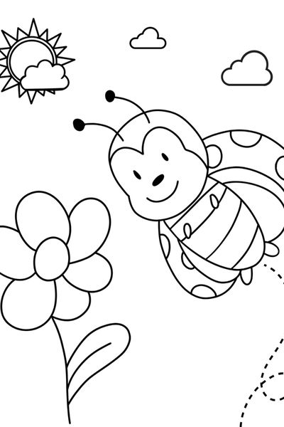 flying ladybird coloring pages