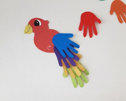 handprint parrots for kids