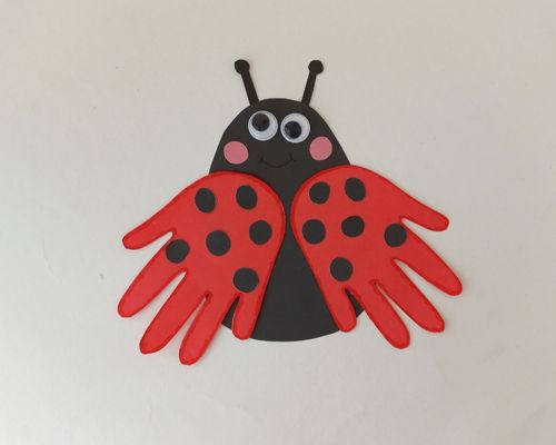 ladybug spring handprint art