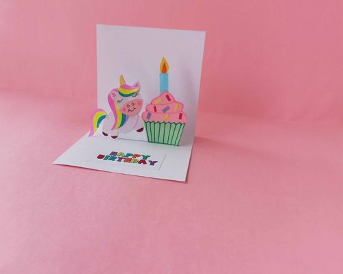 unicorn birthday pop up card