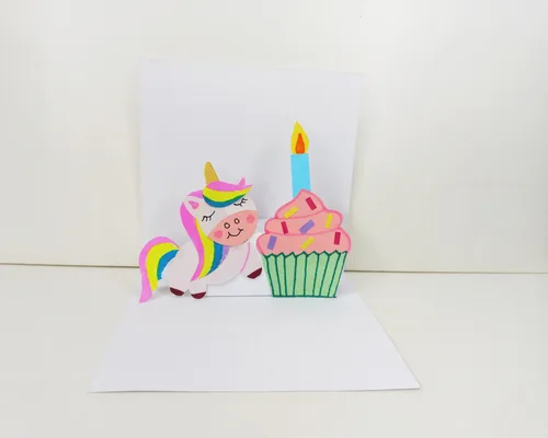unicorn pop up birthday card