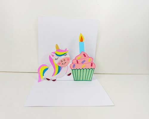 unicorn pop up birthday card